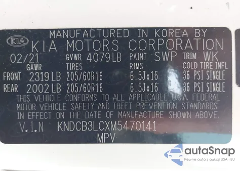 2021 Kia Niro Lx from USA, damaged, VIN KNDCB3LCXM5470141